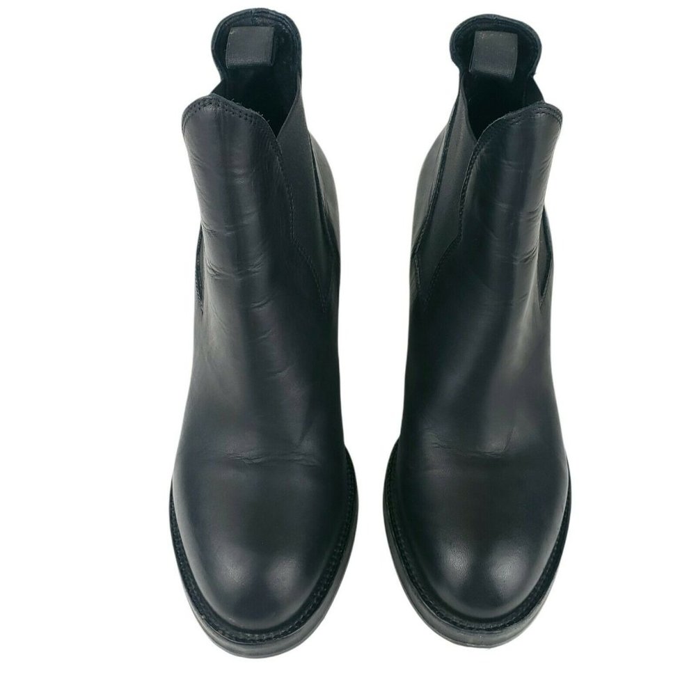 ACNE STUDIOS Star Black Leather Chelsea Ankle Heel Bootie Boots Size 41 - Picture 3 of 12